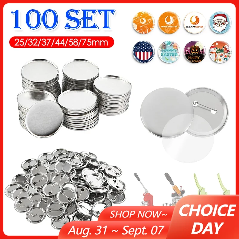 Button Badge Blank - 100Set kosong lencana Pin tombol pembuat